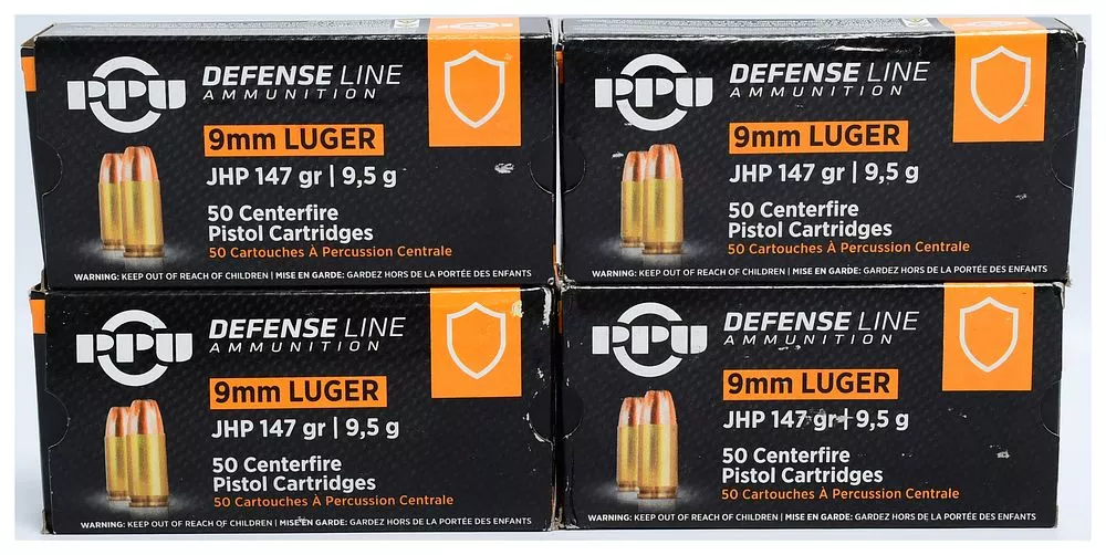 PPU Defense Line 9mm Luger JHP Ammunition, 147 Grain, 200 Rounds