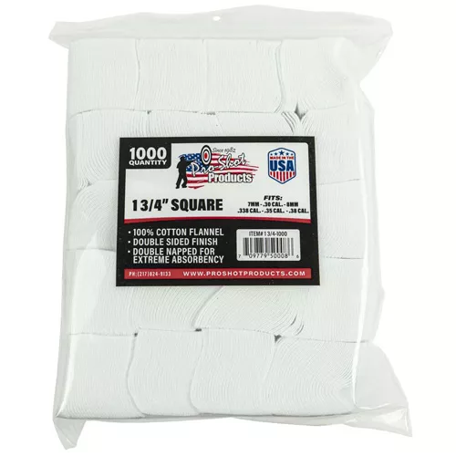 Pro-Shot Cotton Flannel Patches - 7MM-.38 CAL/6MM, 1000 Count