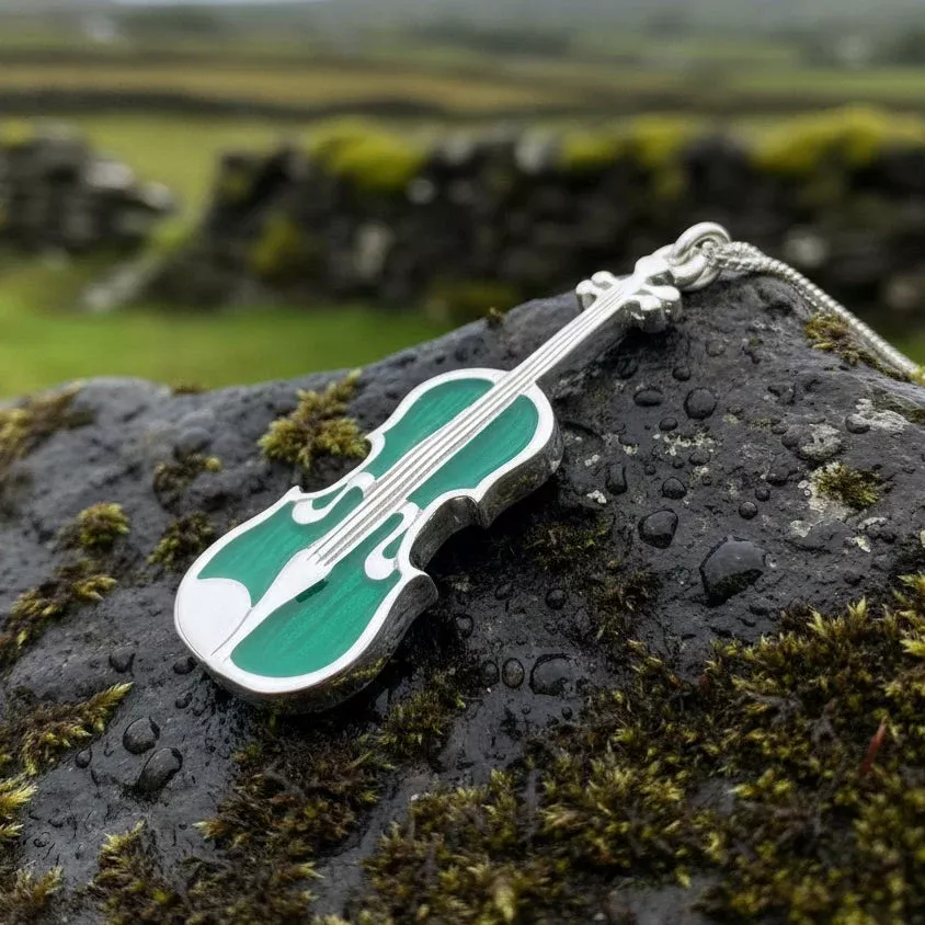 Realistic Enamel Fiddle Necklace - Handmade in Scotland