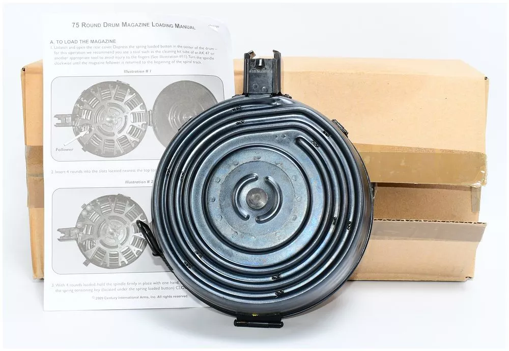 A Romanian AK-47 75-Round Drum Magazine