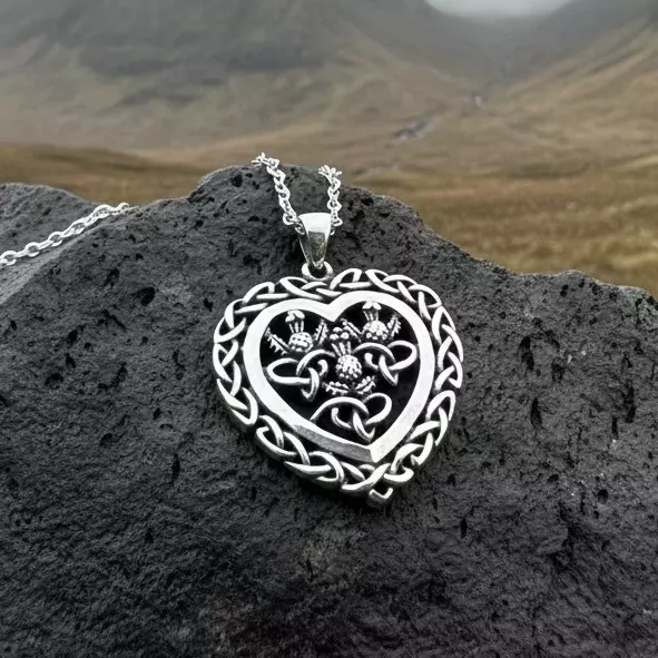 Romantic Scottish Thistle Necklace in Sterling Silver