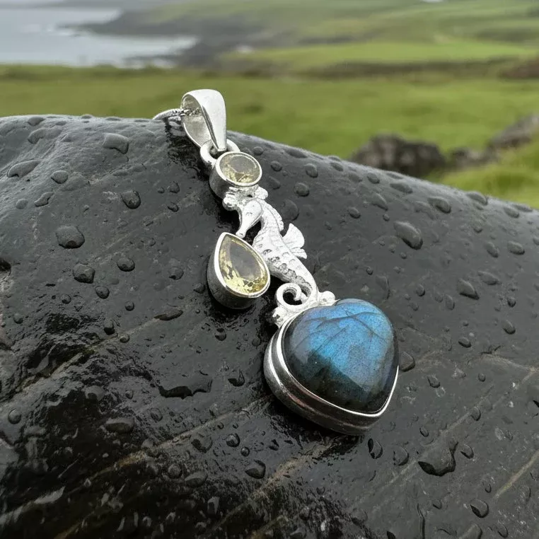 Seamist Seahorse Labradorite Necklace