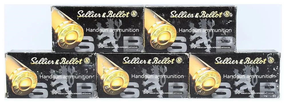 Sellier & Bellot 9mm Luger 115gr Jacketed Hollow Point Handgun Ammunition, 250 Rounds
