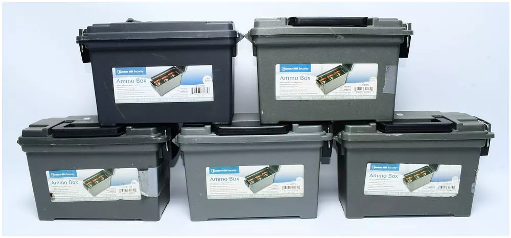 A Set of 5 Bunker Hill Security Ammo Boxes