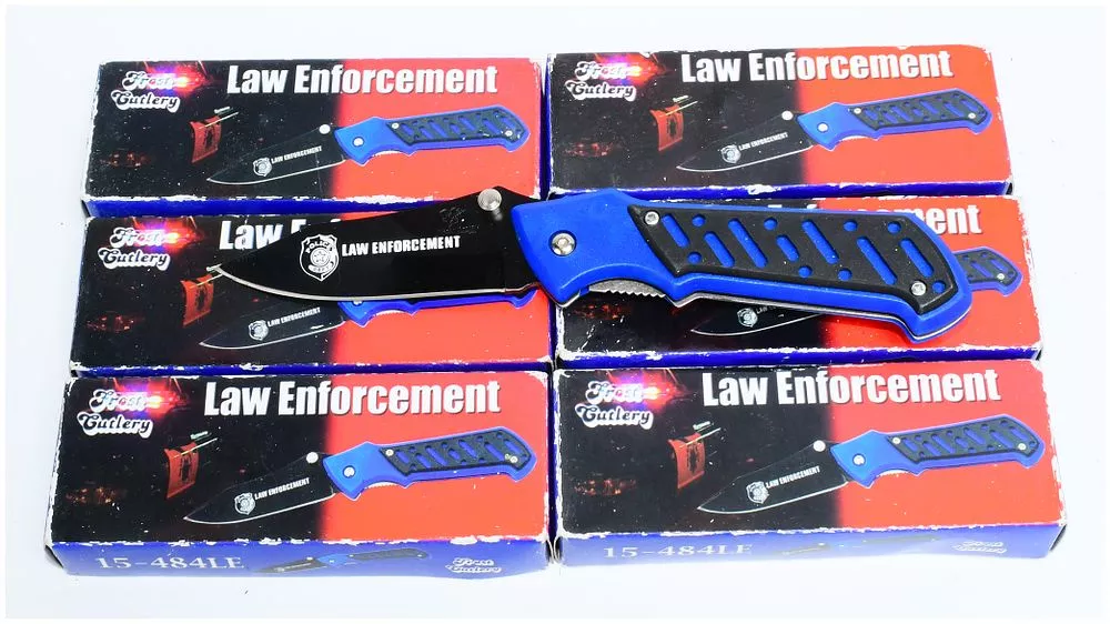 A Set of Six FROST Cutlery Law Enforcement Folding Pocket Knives, Model 15-484LE, New-in-Box