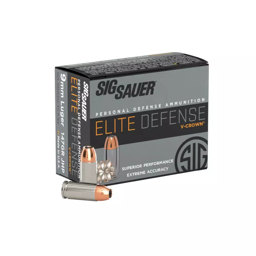 Sig Elite V-Crown 9mm Luger 147 gr JHP 985 fps 20/ct