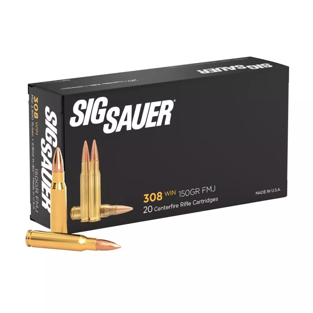 Sig Sauer .308 Win 150gr Elite Ball FMJ Ammunition - Box of 20