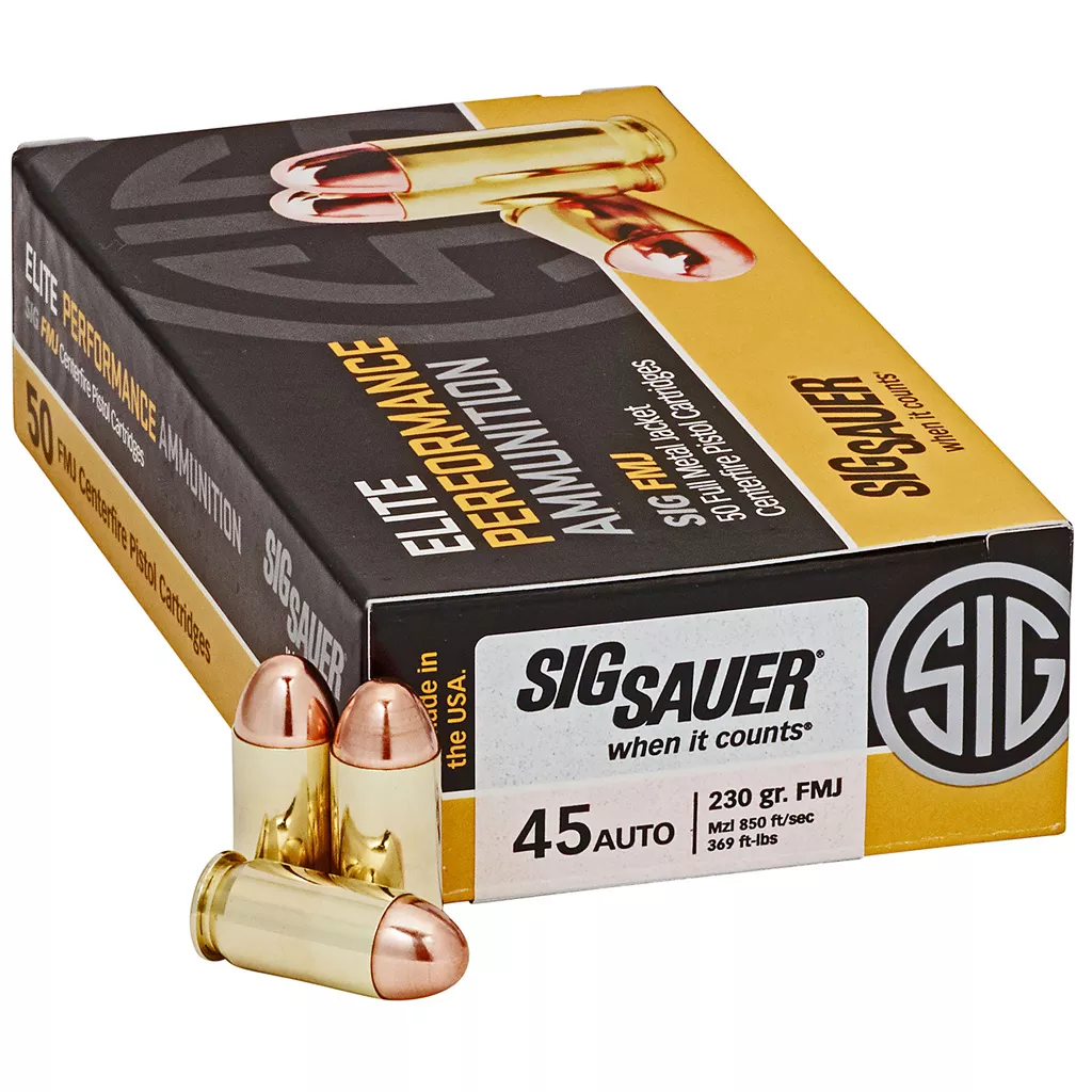 Sig Sauer Elite Ball Performance .45 ACP 230 gr FMJ Ammo - 50 rd