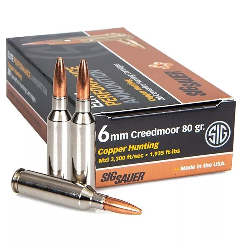Sig Sauer Elite Copper Hunting Rifle Ammo 6mm Creedmoor 80 gr