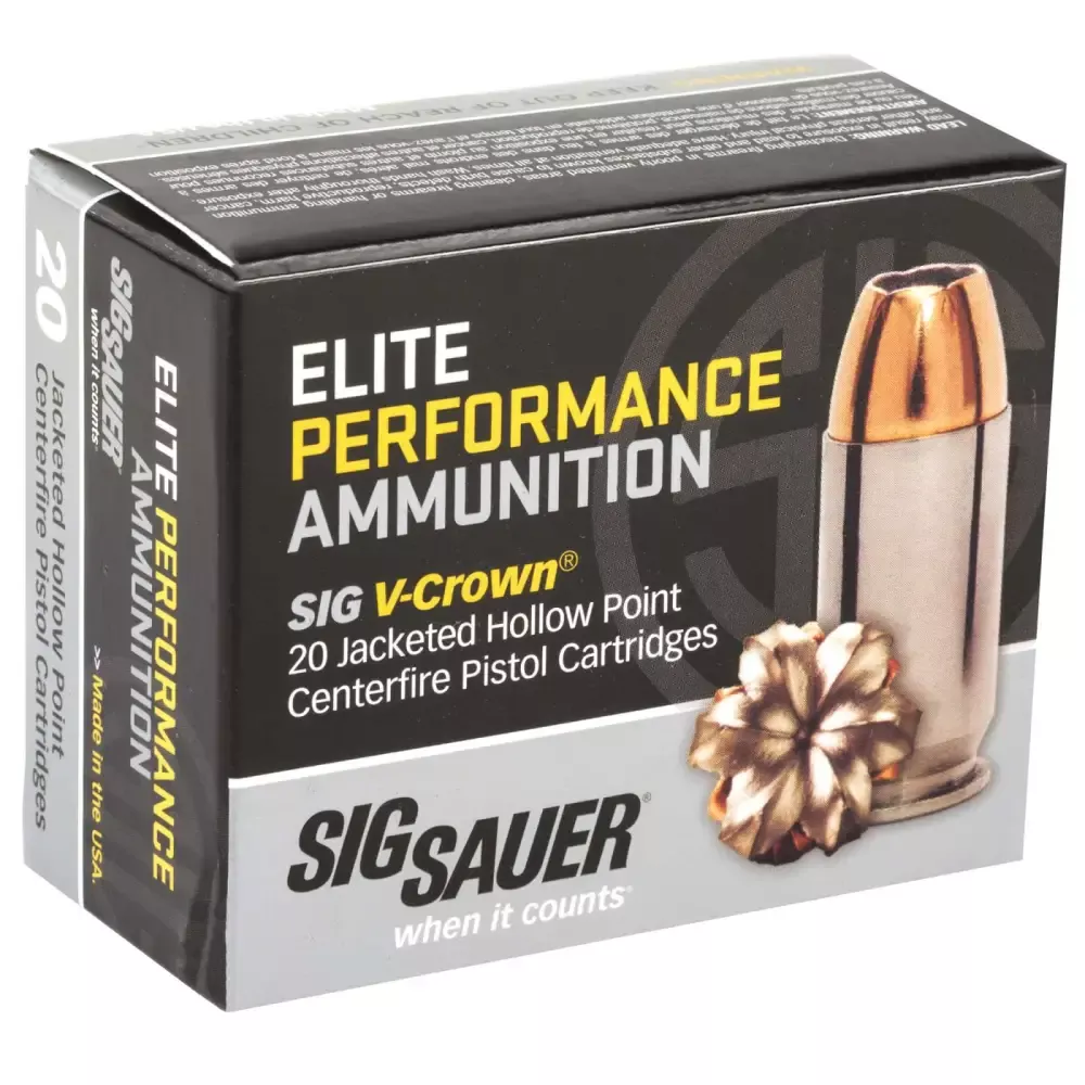 Sig Sauer Elite Performance Pistol Ammunition .45 ACP 200 gr Elite V-Crown JHP 918 fps 20/ct