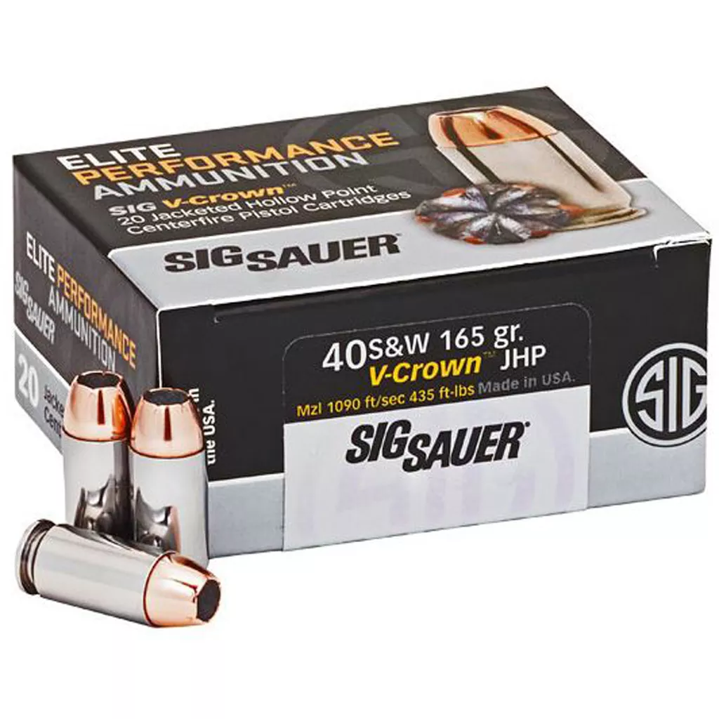Sig Sauer Elite V-Crown .40 S&W 165 gr JHP Ammo - 50 rd