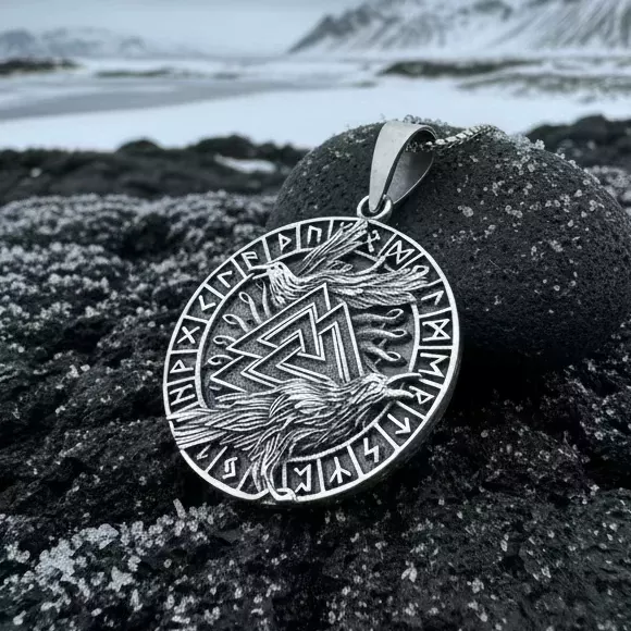 Skorr Viking Raven Necklace in Sterling Silver
