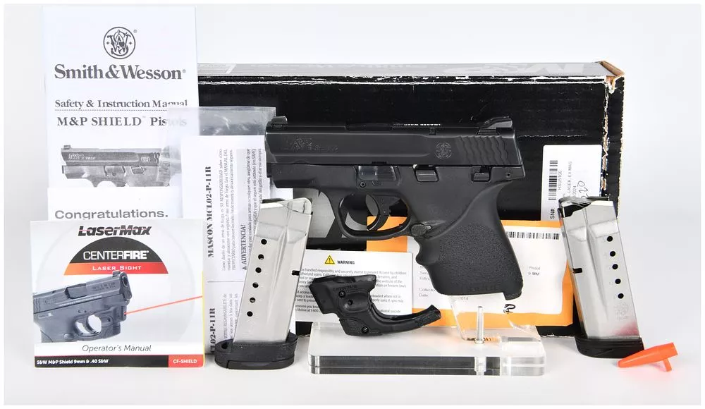 Smith & Wesson M&P 9 Shield TLC1 Semi-Automatic Pistol, 9mm, with LaserMax Sight and Accessories