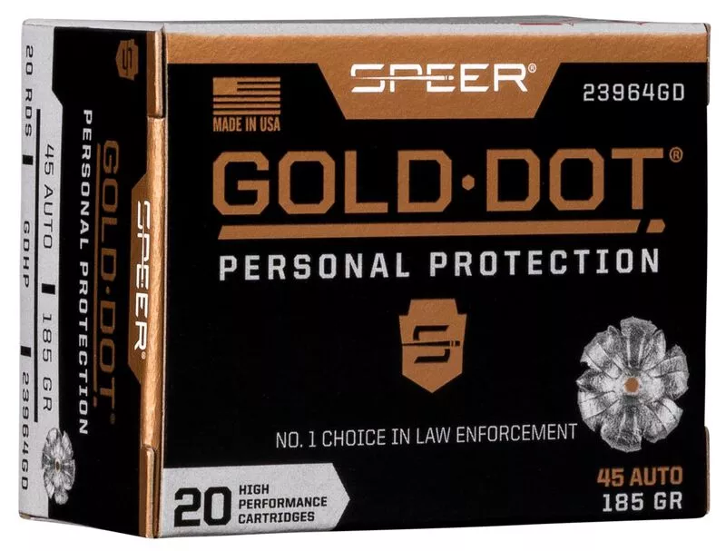 SPEER GOLD DOT 45ACP 185GR GDHP - High Performance Handgun Ammo