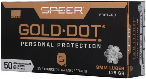 Speer Gold Dot 9mm Luger 115gr GDHP - 50 Rounds