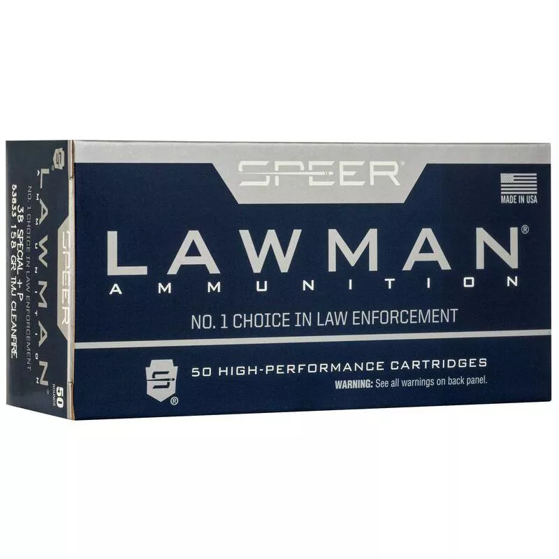 Speer Lawman Clean-Fire .38 Spl(+P) 158gr TMJ 900 fps 50/ct