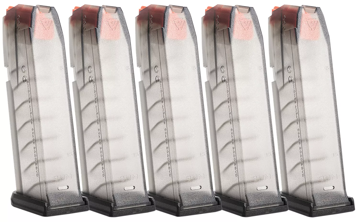 Strike Industries GMAG19X5 15rd Compatible w/ Glock 19/26 Gen3-5 Translucent Smoke 5 Pack