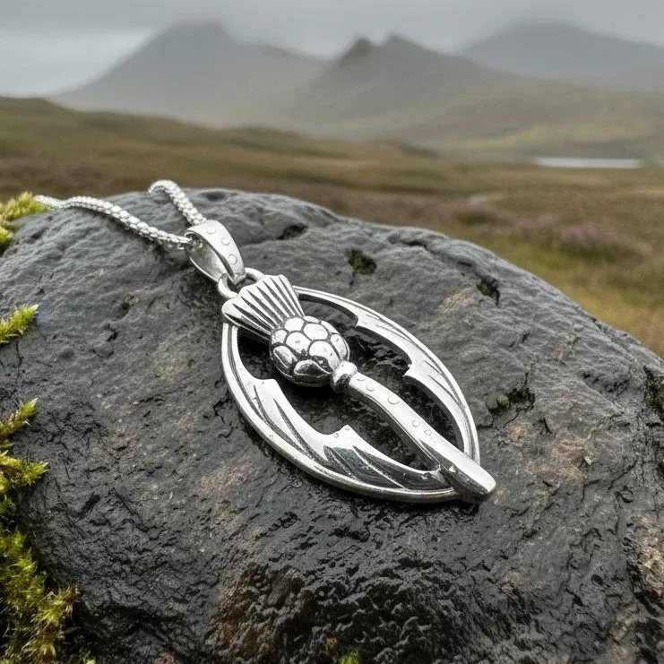 Tannith Scottish Thistle Necklace in Sterling Silver