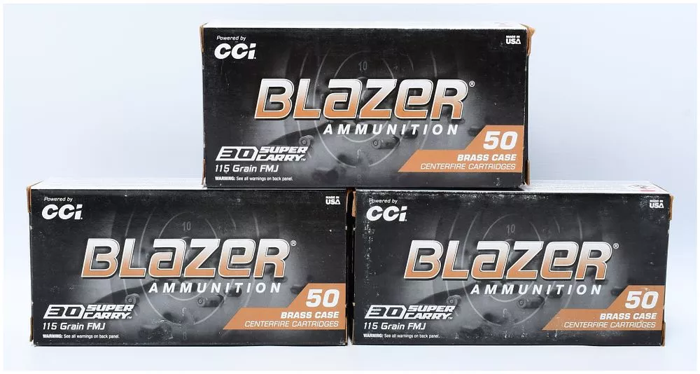 Three Boxes of CCI Blazer Ammunition, .30 Super Carry, 115 Grain FMJ, 150 Rounds Total