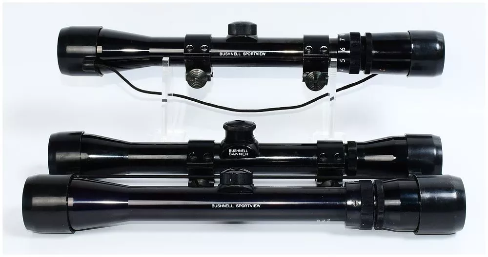 Three Bushnell Rifle Scopes: Two Sportview and One Banner