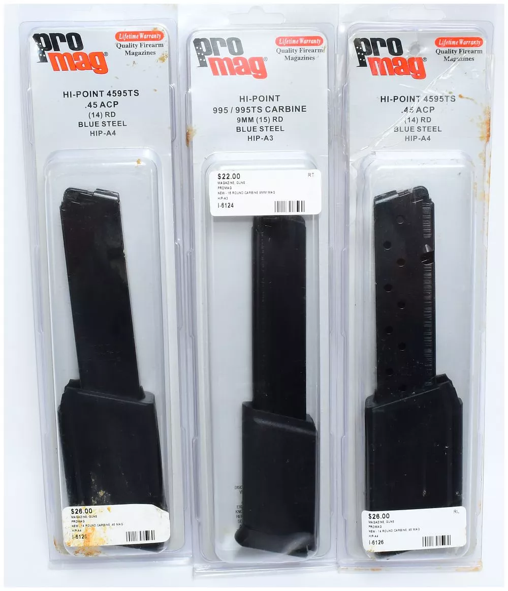 Three New ProMag Hi-Point Carbine Magazines: Two .45 ACP 14-Round (HIP-A4) and One 9MM 15-Round (HIP-A3)
