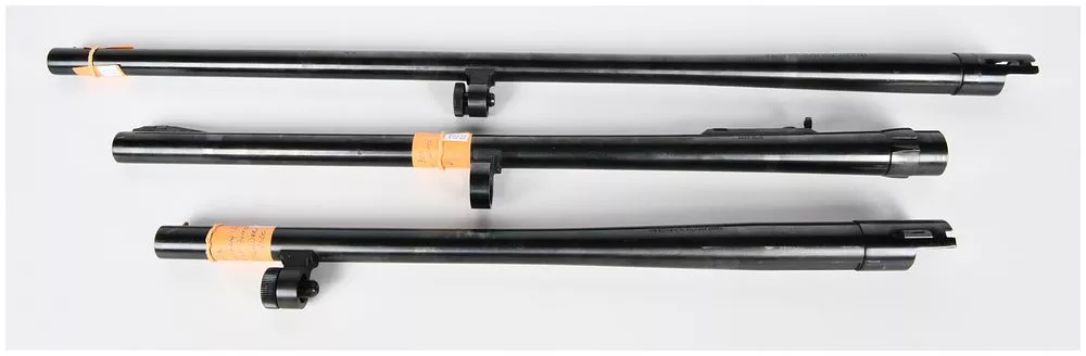 Three Shotgun Barrels: Mossberg 12GA 18 1/2" Barrel, Winchester 1300 12GA 22 1/4" Barrel, and AA-1 Mossberg 12GA 28" Barrel