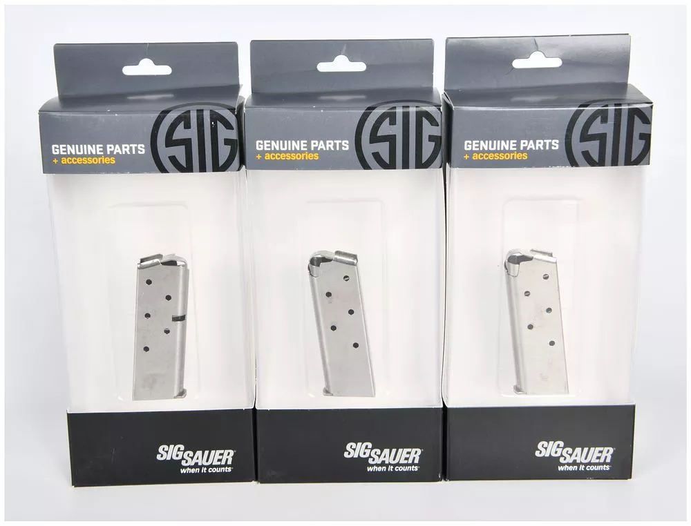 Three Sig Sauer P238 .380 ACP 6-Round Steel OEM Pistol Magazines, MAG-238-380-6