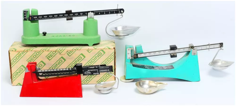 Three Vintage Reloading Scales by Redding, RCBS, and Lee Precision