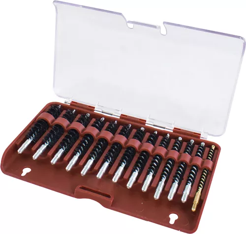 TIPTON 13-PIECE NYLON RIFLE - BORE BRUSH SET W/STORAGE CASE