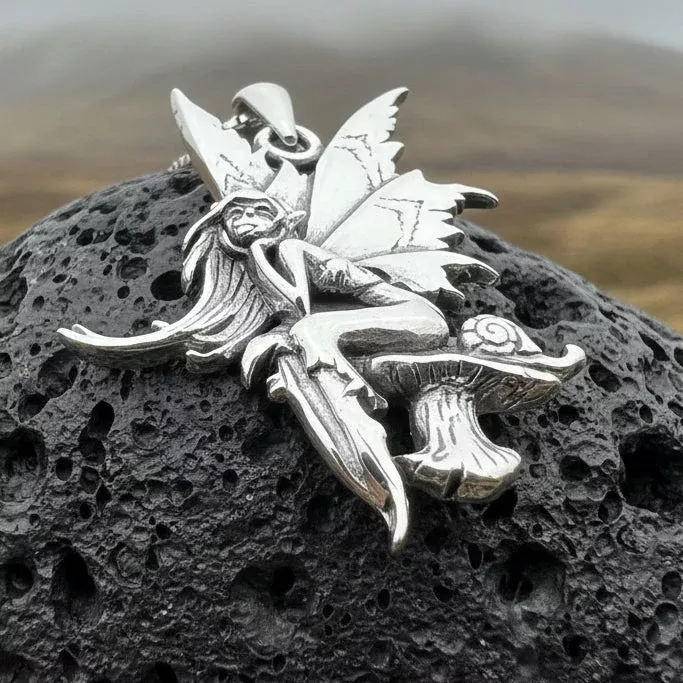 Toadstool Fairy Necklace in Sterling Silver
