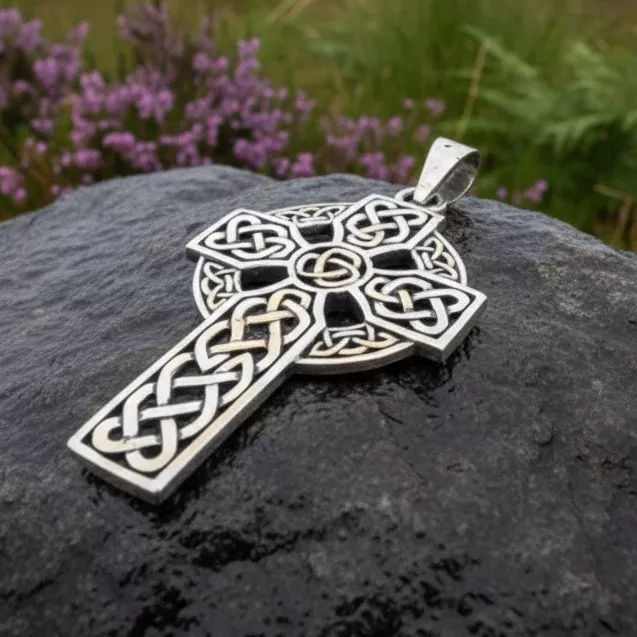 Traditional Celtic Cross Necklace in Sterling Silver