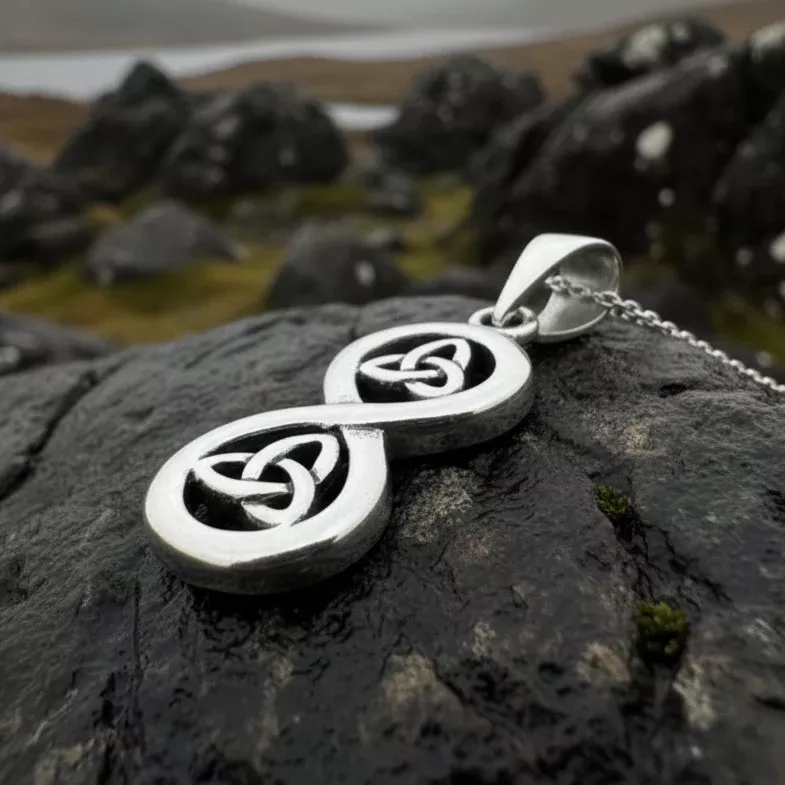 Trinity Knot Infinity Necklace in Sterling Silver