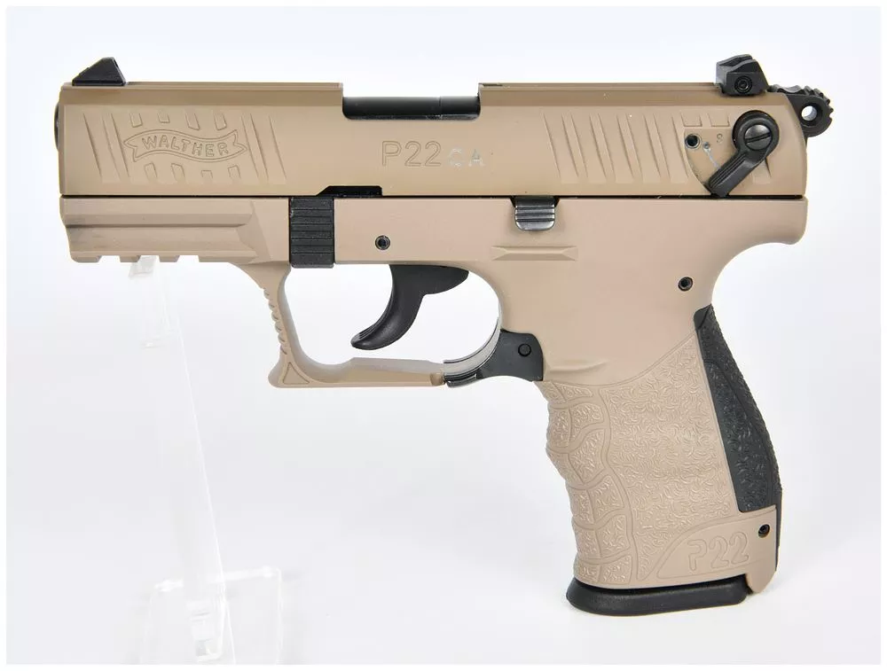 Walther P22 CA Semi-Automatic Pistol, .22 LR, FDE Finish, with Magazine