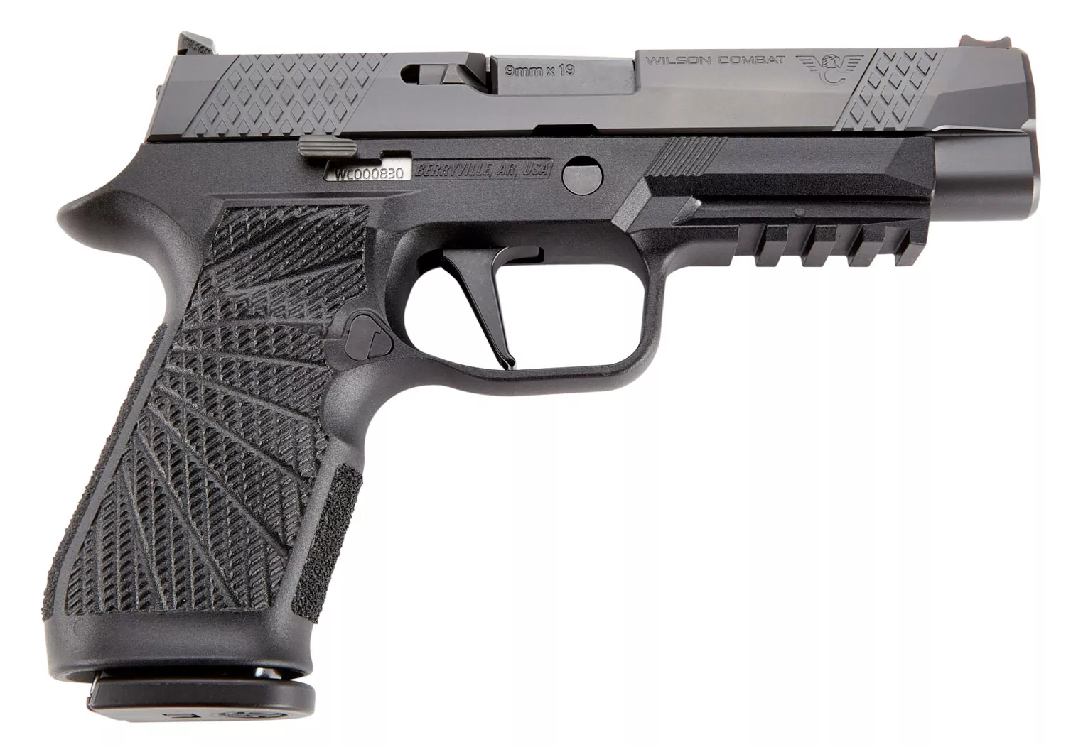 Wilson Combat SIGWCP320F9BATS P320 9mm Luger 17+1 4.70" Black Steel Barrel, Black DLC Serrated Stainless Steel Slide, Black Polymer Frame w/Picatinny Rail, Straight Trigger, Black Polymer Grip