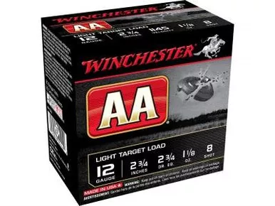 Winchester 12 Gauge Ammunition AA Light Target AA128 2-3/4" #8 Shot 1-1/8oz 1145fps 250 rounds