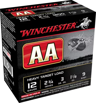 Winchester 12 Gauge Ammunition AAM129 Heavy Target Load 2-3/4" 1-1/8 oz #9 Shot 1200fps CASE 250 rounds
