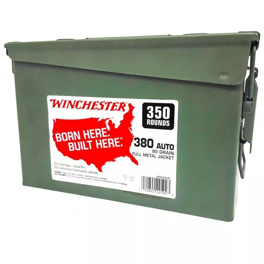 Winchester .380 Auto 95 gr FMJ Reloadable Brass Handgun Ammo