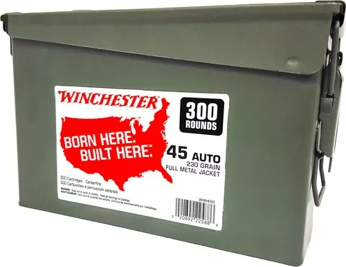 WINCHESTER .45 ACP 230GR FMJ-RN - CASE OF (2) 300RD CANS