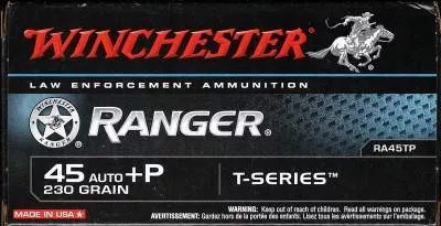 Winchester .45 ACP Ammunition +P Ranger T-Series RA45TP 230 Grain Jacketed Hollow Point 50 rounds