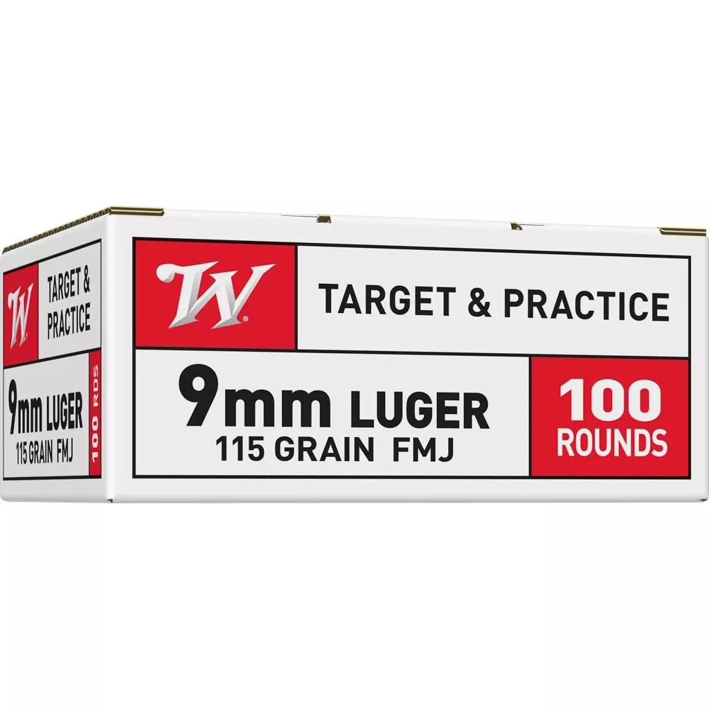 Winchester 9mm Luger 115 gr FMJ Target Handgun Ammunition