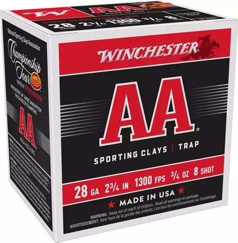 Winchester AA 28 Gauge 2-3/4" #8 Shot 3/4 oz - 250 Rounds