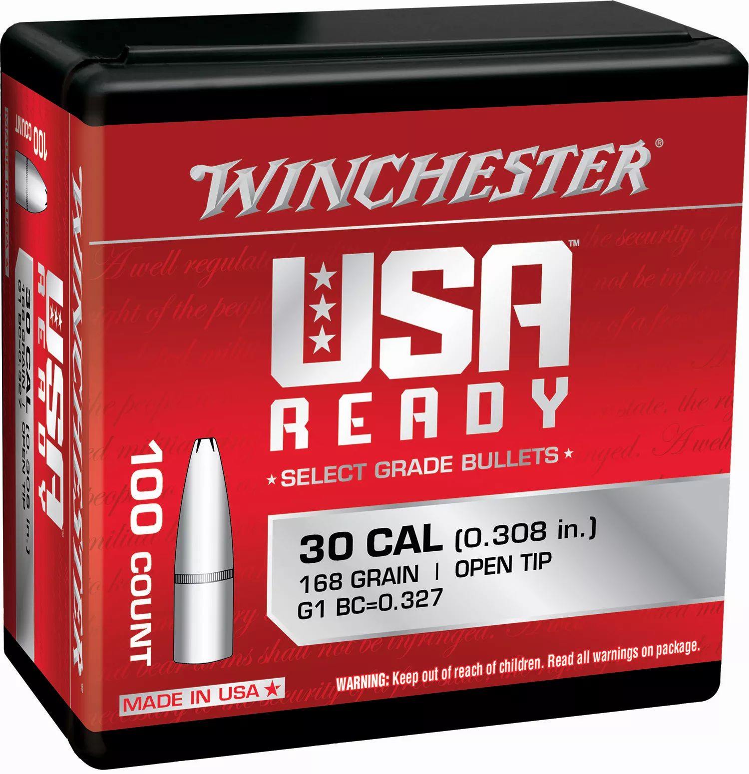 Winchester Ammo WBR30168 Centerfire Rifle 308Win 168gr Open Tip 100 Per Box/10 Case