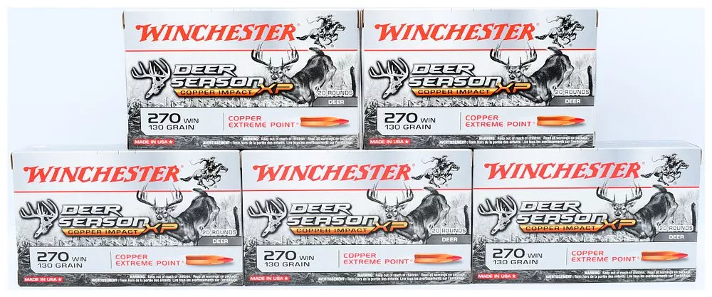 Winchester Deer Season XP Copper Impact .270 WIN 130 Grain Ammunition, 100 Rounds