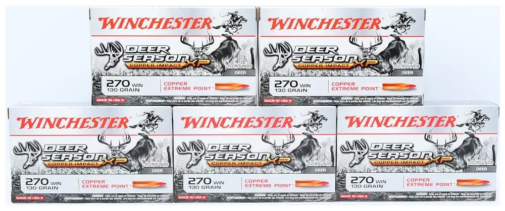Winchester Deer Season XP Copper Impact 270 WIN 130 Grain Copper Extreme Point Ammunition, 100 Rounds