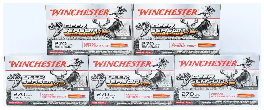 Winchester Deer Season XP Copper Impact .270 WIN 130 Grain Copper Extreme Point Lead-Free Ammunition, 100 Rounds