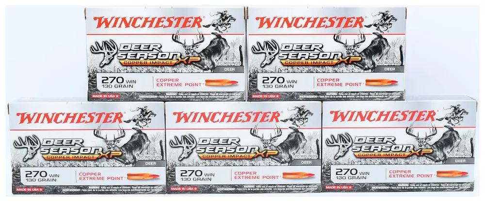 Winchester Deer Season XP Copper Impact .270 WIN 130 Grain Rifle Ammunition, 100 Rounds
