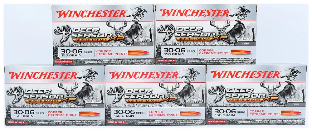 Winchester Deer Season XP Copper Impact 30-06 SPRG 150 Grain Copper Extreme Point Rifle Ammunition, 100 Rounds