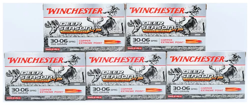 Winchester Deer Season XP Copper Impact 30-06 Springfield 150 Grain Rifle Ammunition, 100 Rounds