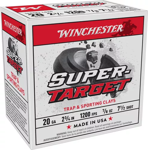 Winchester Super Target 20 Gauge 2-3/4" #7.5 Shot 7/8 oz - 250 Rounds