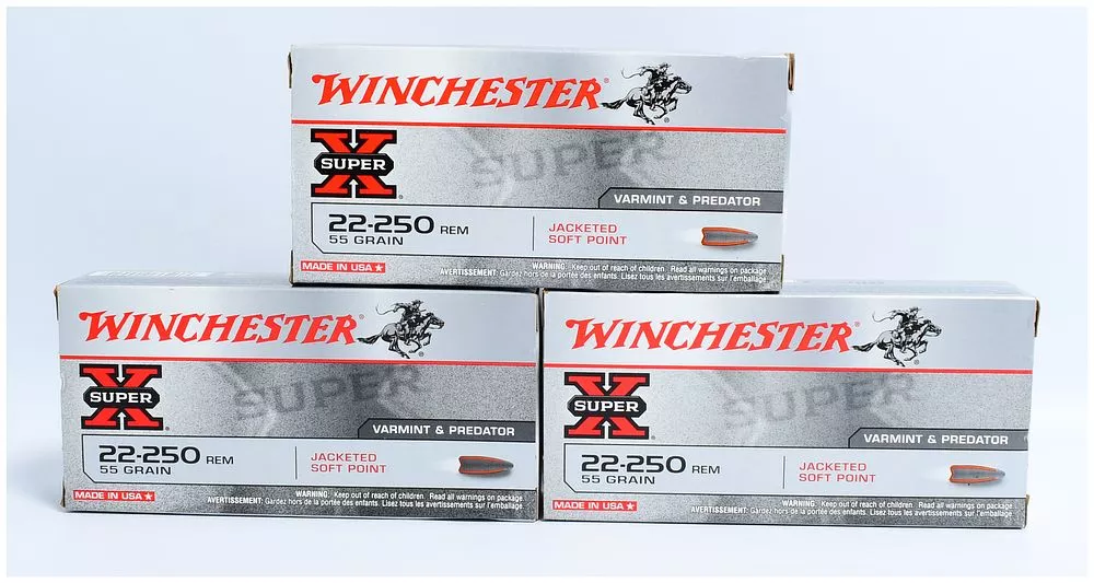 Winchester Super X 22-250 Rem 55Gr Jacketed Soft Point "Varmint & Predator" Ammunition, 60 Rounds